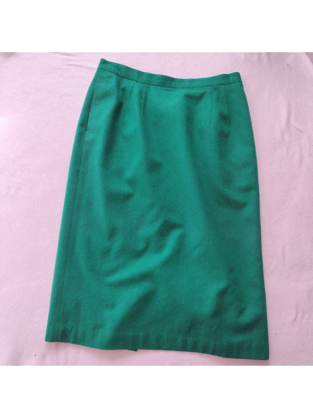 Vintage Green Wool Pencil Skirt M L Calf Length Slim Skirt